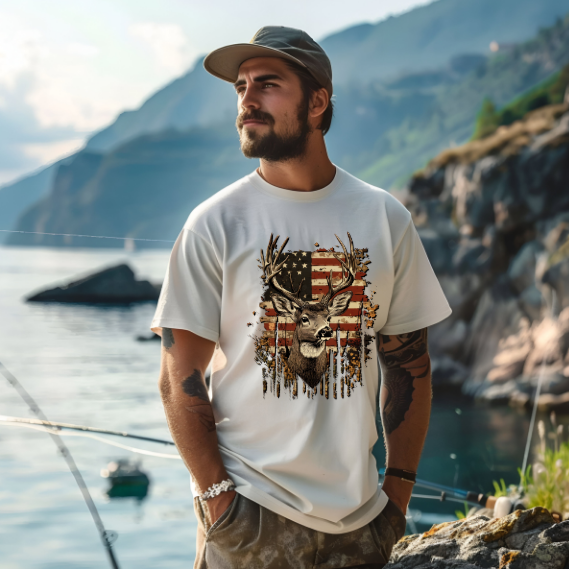 American Flag with Buck t-shirt